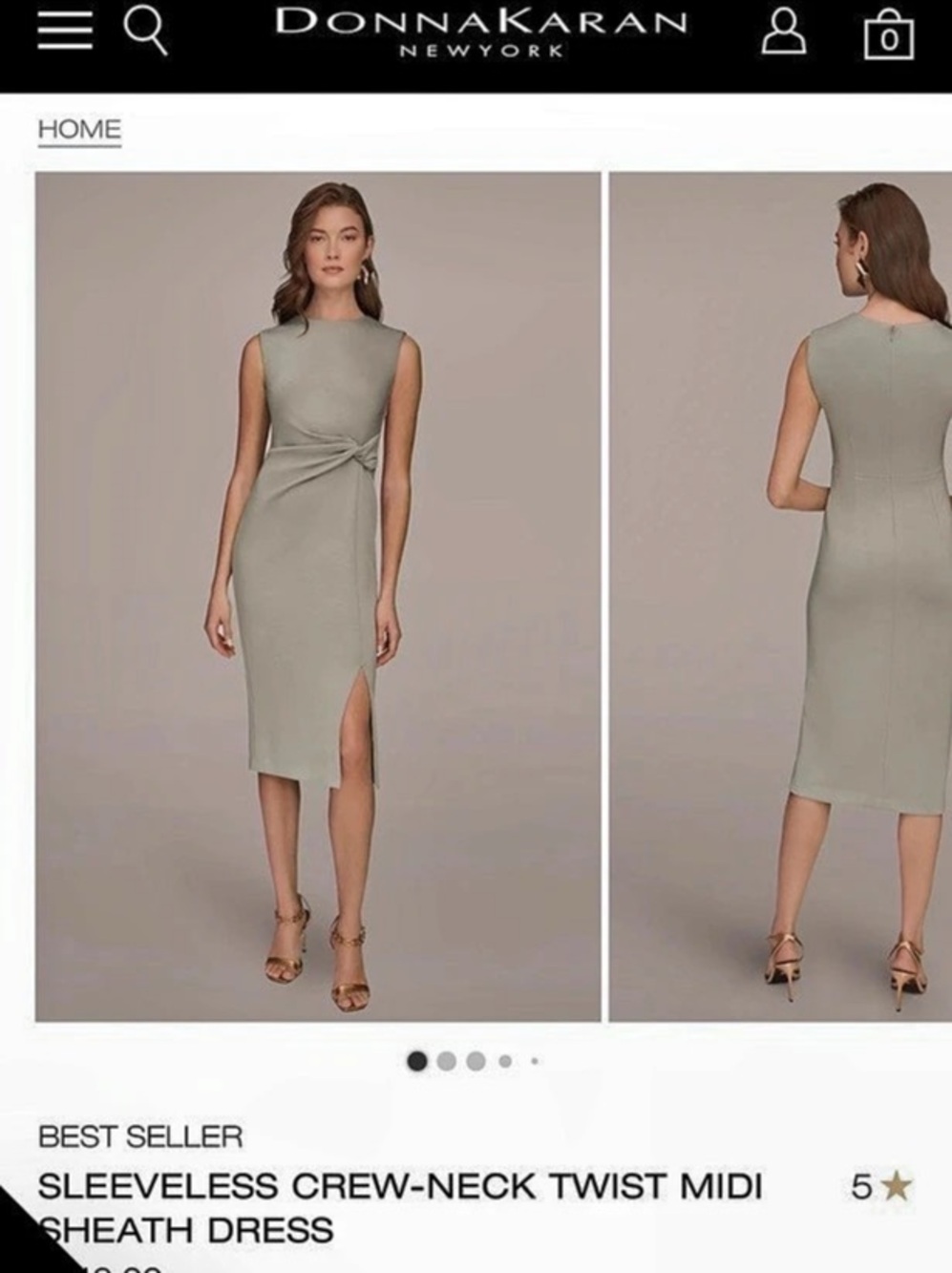 Donna Karan Sleeveless Crew-Neck Twist Midi Sheath Dress Sleeveless Twist Midi